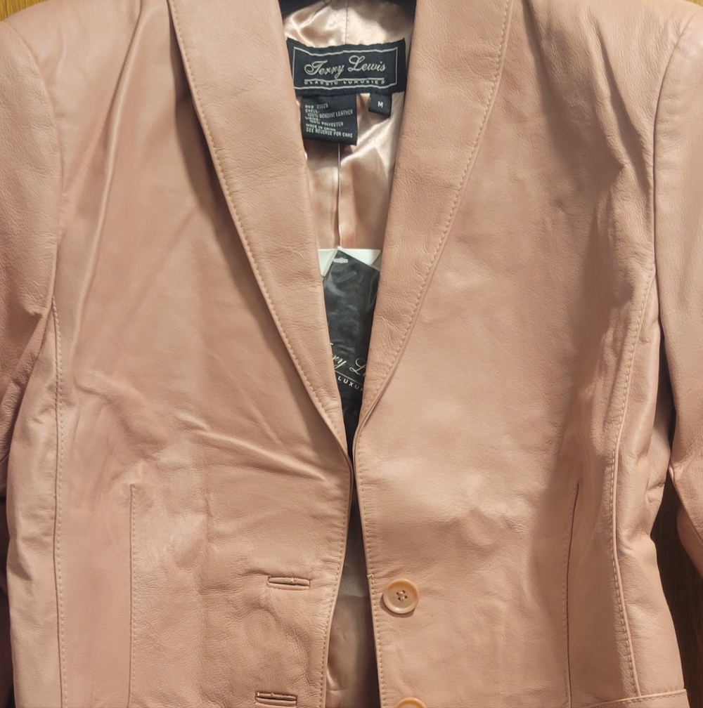 Women's Blush Leather Blazer